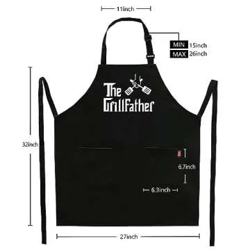 ALIPOBO Grill Aprons for Men Dad - The Grill father Apron - Funny Chef Cooking Grilling BBQ Apron with 2 Pockets - Birthday Fathers Day Christmas Gifts for Dad