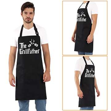 ALIPOBO Grill Aprons for Men Dad - The Grill father Apron - Funny Chef Cooking Grilling BBQ Apron with 2 Pockets - Birthday Fathers Day Christmas Gifts for Dad