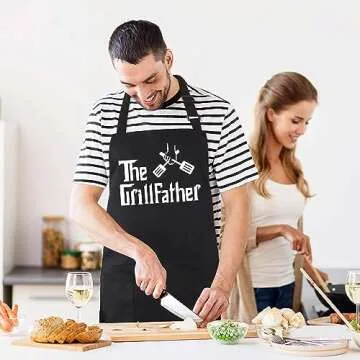 ALIPOBO Grill Aprons for Men Dad - The Grill father Apron - Funny Chef Cooking Grilling BBQ Apron with 2 Pockets - Birthday Fathers Day Christmas Gifts for Dad