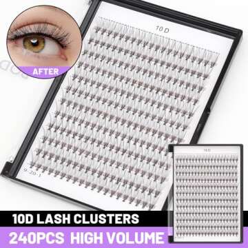 Bodermincer 240pcs 10D D Curl Lashes Clusters Professional Makeup Individual Cluster Eye Lashes (10D...