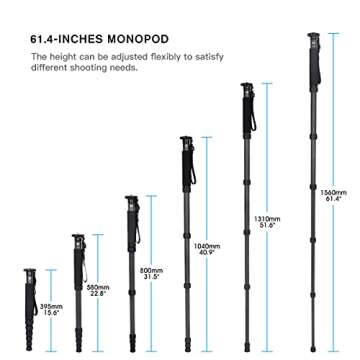 SIRUI Camera Monopod P-326 6 Section Carbon Fiber Compact Lightweight Travel Monopod