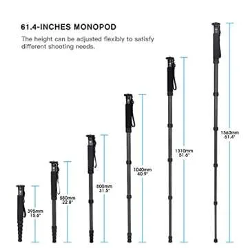 SIRUI Camera Monopod P-326 6 Section Carbon Fiber Compact Lightweight Travel Monopod