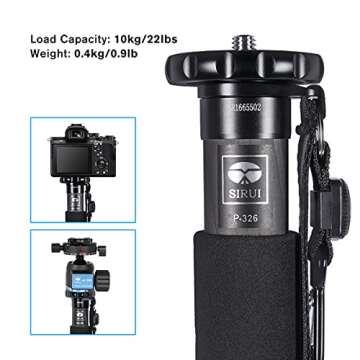 SIRUI Camera Monopod P-326 6 Section Carbon Fiber Compact Lightweight Travel Monopod