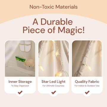 Kids Teepee Tent with Light String for Imaginative Play