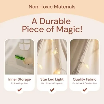 Kids Teepee Tent with Light String for Imaginative Play