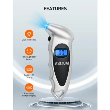 AstroAI Digital Tire Gauge Backlit LCD Lighted Nozzle