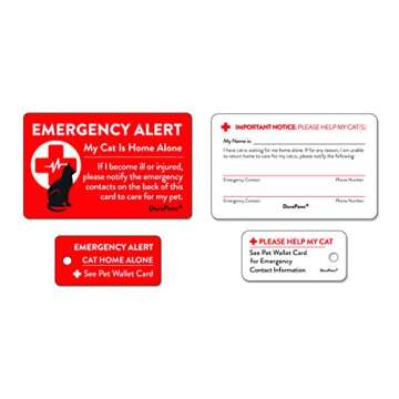 DuraPaws My CAT is Home Alone Emergency Alert Plastic Contact Wallet Card and Key Tag (Writable Surf...