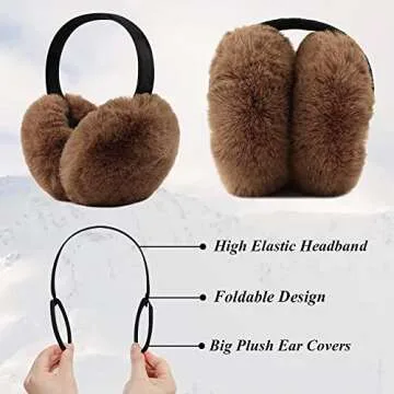 Peecabe Winter Women Earmuffs Faux Fur Girls Ear muffs Warm Unisex Kids Ear Covers Foldable Outdoor ...