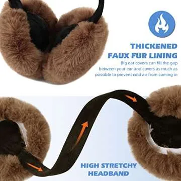Peecabe Winter Women Earmuffs Faux Fur Girls Ear muffs Warm Unisex Kids Ear Covers Foldable Outdoor Boys Ear Warmers for Women (Brown)