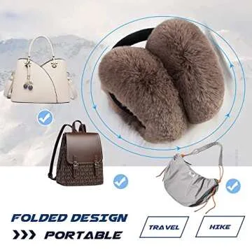Peecabe Winter Women Earmuffs Faux Fur Girls Ear muffs Warm Unisex Kids Ear Covers Foldable Outdoor Boys Ear Warmers for Women (Brown)