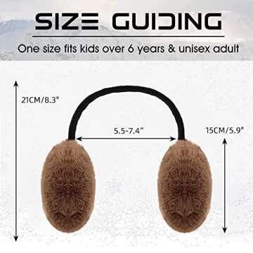 Peecabe Winter Women Earmuffs Faux Fur Girls Ear muffs Warm Unisex Kids Ear Covers Foldable Outdoor Boys Ear Warmers for Women (Brown)