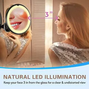 Venigo 10X Lighted Makeup Mirror with Suction Cup and Rotation