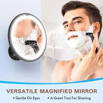 Venigo 10X Lighted Makeup Mirror with Suction Cup and Rotation