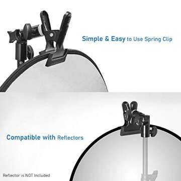 LimoStudio Heavy Duty Metal Clamp Clip Holder Light Stand Mount Bracket with Umbrella Reflector Hold...