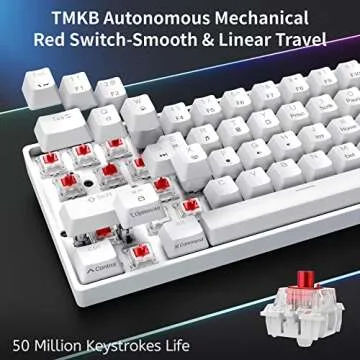 DIERYA 60% Mechanical Keyboard, DK61se Wired Gaming Keyboard with Red Switches, LED Backlit Ultra-Compact 61 Keys Mini Office Keyboard for Windows Laptop PC Gamer Typist（White）