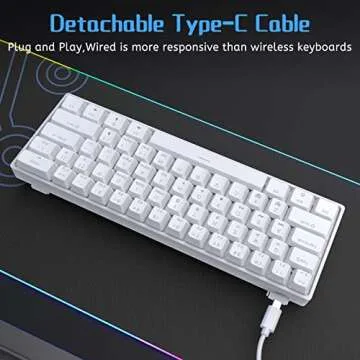 DIERYA 60% Mechanical Keyboard, DK61se Wired Gaming Keyboard with Red Switches, LED Backlit Ultra-Compact 61 Keys Mini Office Keyboard for Windows Laptop PC Gamer Typist（White）