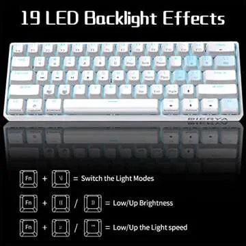 DIERYA 60% Mechanical Keyboard, DK61se Wired Gaming Keyboard with Red Switches, LED Backlit Ultra-Compact 61 Keys Mini Office Keyboard for Windows Laptop PC Gamer Typist（White）