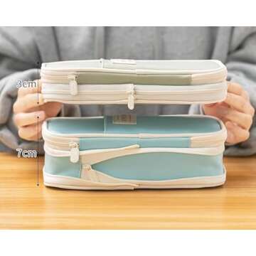 Arnuixty Large Storage Pencil Case Pen Bag with Zipper Big Capacity Pouch Organizer for Office Travel Holder Box (Light Green)