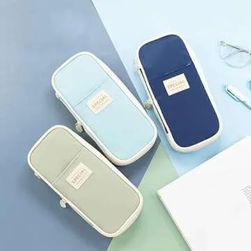 Arnuixty Large Storage Pencil Case Pen Bag with Zipper Big Capacity Pouch Organizer for Office Travel Holder Box (Light Green)