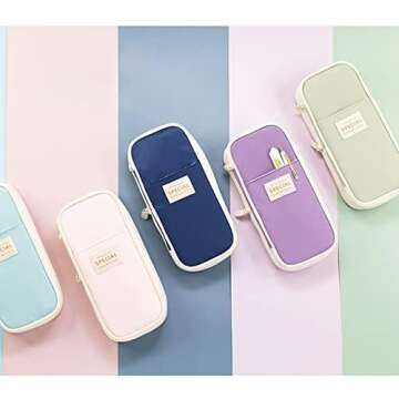 Arnuixty Large Storage Pencil Case Pen Bag with Zipper Big Capacity Pouch Organizer for Office Travel Holder Box (Light Green)