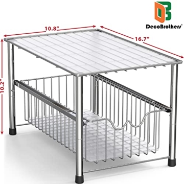 DecoBros Stackable Under Sink Organizer with Sliding Basket
