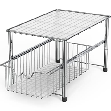 DecoBros Stackable Under Sink Organizer with Sliding Basket