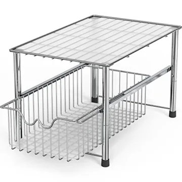 DecoBros Stackable Under Sink Organizer with Sliding Basket