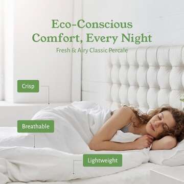 California King Percale Sheets Set, 100% Organic Cotton