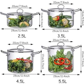 Hgjgwqh 5.5L Clear Glass Saucepan - Durable Cooking Pot