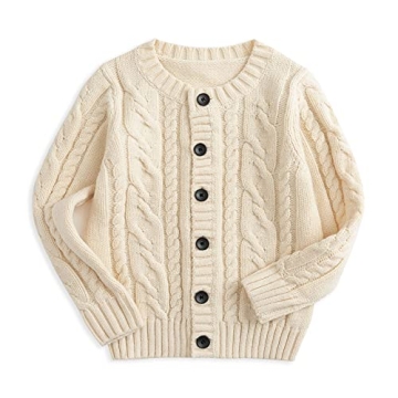 Cozy Fall Cable Knit Cardigan for Kids - Warm, Stylish & Vintage