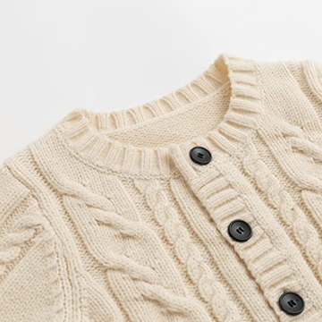 Kids Cable Knit Cardigan Warm Stylish Vintage Fall Wear