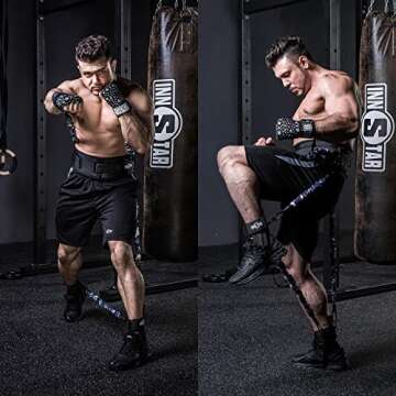 MMA Boxing Training Natural Latex Resistance Band Set for All (175LB Camo Marine Blue)