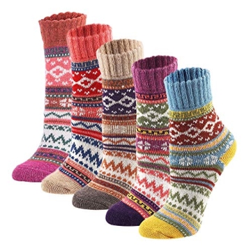 YQHMT Wool Socks for Women Gifts Winter Warm Thick Thermal Vintage Knit Soft Comfy Crew Socks Stocki...