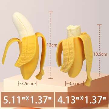 Anboor 2 Pcs Banana Squishies Stress Ball, Fruit Sensory Balls for Kids and Adults, Simulation Banana Relief Stress Squeeze Fidget Toy as Birthday