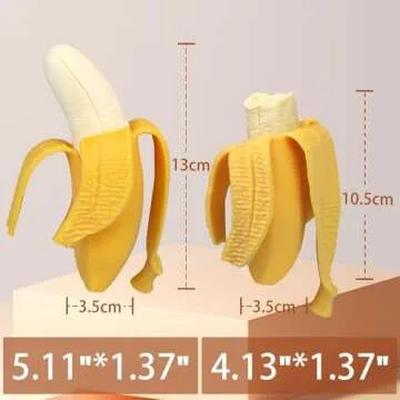 Anboor 2 Pcs Banana Squishies Stress Ball, Fruit Sensory Balls for Kids and Adults, Simulation Banana Relief Stress Squeeze Fidget Toy as Birthday