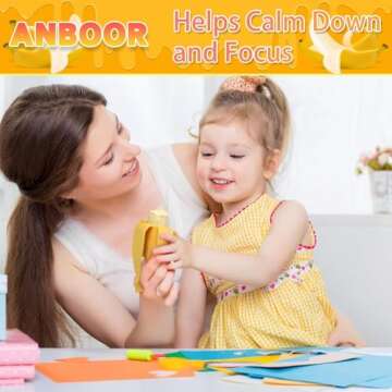 Anboor 2 Pcs Banana Squishies Stress Ball, Fruit Sensory Balls for Kids and Adults, Simulation Banana Relief Stress Squeeze Fidget Toy as Birthday