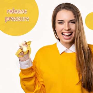 Anboor 2 Pcs Banana Squishies Stress Ball, Fruit Sensory Balls for Kids and Adults, Simulation Banana Relief Stress Squeeze Fidget Toy as Birthday