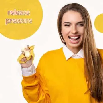 Anboor 2 Pcs Banana Squishies Stress Ball, Fruit Sensory Balls for Kids and Adults, Simulation Banana Relief Stress Squeeze Fidget Toy as Birthday