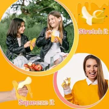 Anboor 2 Pcs Banana Squishies Stress Ball, Fruit Sensory Balls for Kids and Adults, Simulation Banana Relief Stress Squeeze Fidget Toy as Birthday