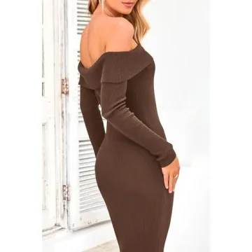 PRETTYGARDEN Women's Winter Off Shoulder Sweater Dress