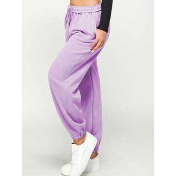 IUUI Women's High Waisted Fleece Sweatpants - Casual Baggy Joggers with Pockets, Foldable Warm Loung...