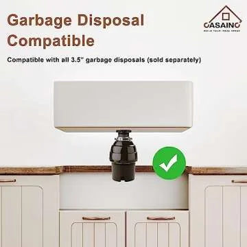 CASAINC Farmhouse Sink, White Farmhouse Kitchen Sink Fireclay, Apron Farm Sink 10" Deep Single Bowl, Undermount Kitchen Sink with Stainless Steel Bottom Grid and Kitchen Sink Drain (36"*18")