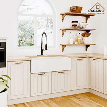 CASAINC Farmhouse Sink, White Farmhouse Kitchen Sink Fireclay, Apron Farm Sink 10" Deep Single Bowl, Undermount Kitchen Sink with Stainless Steel Bottom Grid and Kitchen Sink Drain (36"*18")