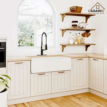 CASAINC Farmhouse Sink, White Farmhouse Kitchen Sink Fireclay, Apron Farm Sink 10" Deep Single Bowl, Undermount Kitchen Sink with Stainless Steel Bottom Grid and Kitchen Sink Drain (36"*18")