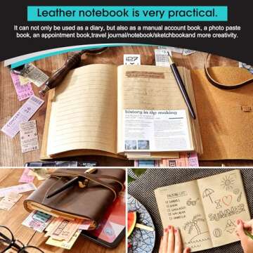 RILIHO Leather Journal Notebook - Genuine Leather Journals for Writing 5x7.1 Inches, Vintage Journal for Women and Men, Artist,Travel Journal,Brown
