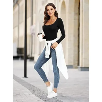 OQQ Women's Ribbed Long Sleeve Bodysuits for Stylish Comfort