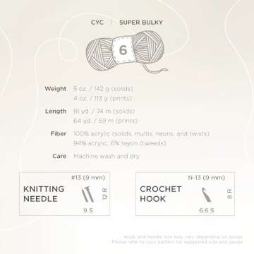 Lion Brand Yarn Hometown Yarn, Bulky Yarn, Yarn for Knitting and Crocheting, 1-Pack, Houston Cream