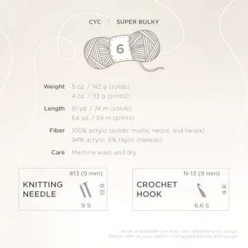 Lion Brand Yarn Hometown Yarn, Bulky Yarn, Yarn for Knitting and Crocheting, 1-Pack, Houston Cream