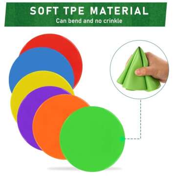 ZIECE 4.72inch 9inch Poly Spot Markers Non-Slip Rubber Floor Dots for Gym, 6/12/30 Pcs Flat Cones Ag...