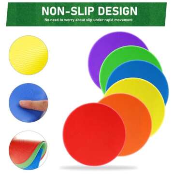 ZIECE 4.72inch 9inch Poly Spot Markers Non-Slip Rubber Floor Dots for Gym, 6/12/30 Pcs Flat Cones Agility Markers Poly Spots for Classroom Dance Sports Soccer Basketball Speed Agility Training